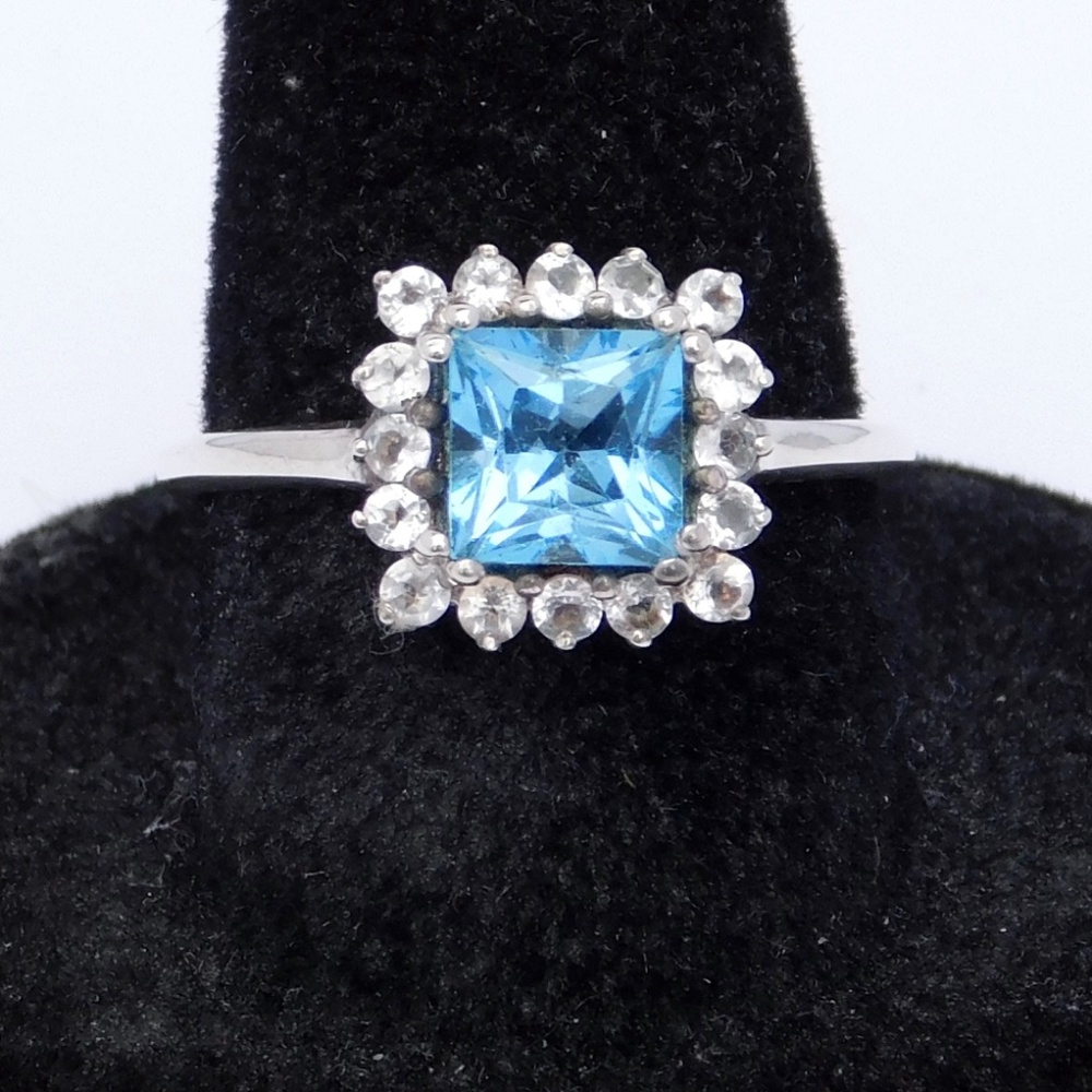 Vintage Cocktail Ring 925 Silver Gemstone Princess